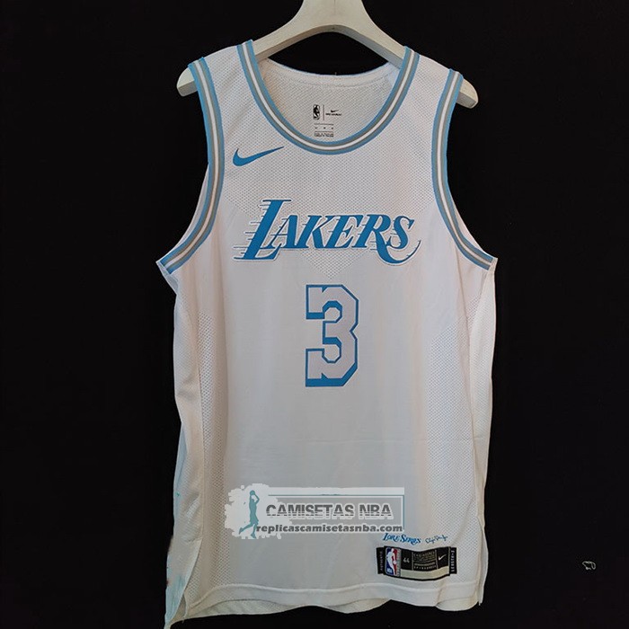 Camiseta Los Angeles Lakers Anthony Davis NO 3 Ciudad Autentico 2020-21 Blanco